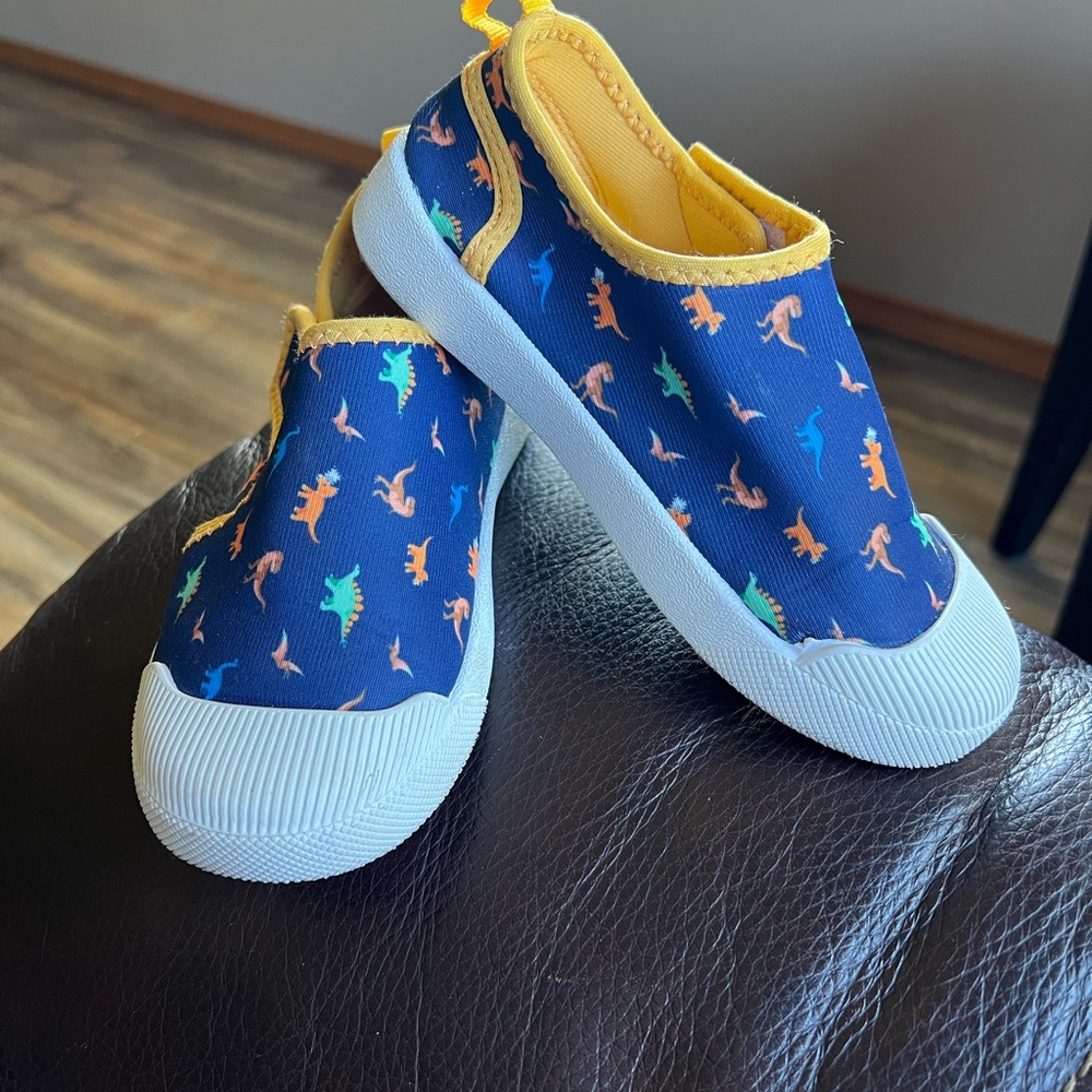 Kids Dinosaur Slip-On Shoes - Blue and Yellow